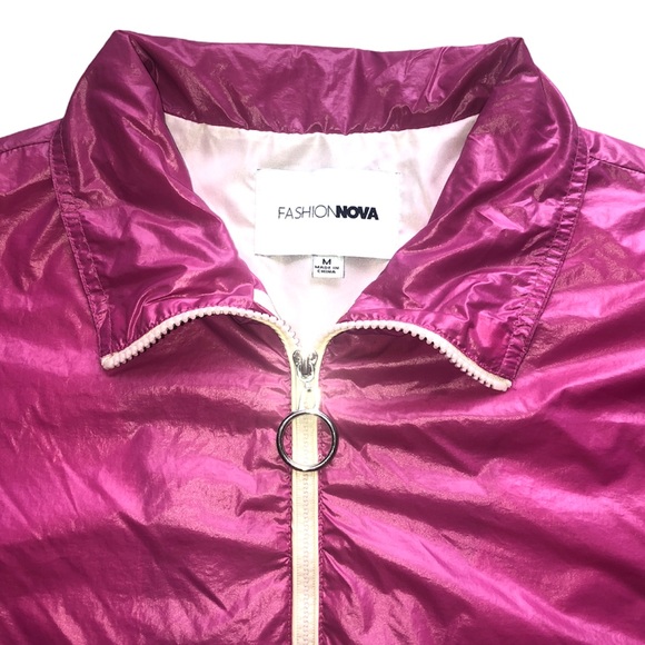 FASHION NOVA | PINK & CREAM ANIMAL PRINT WIND BREAKER JACKET - Picture 12 of 16